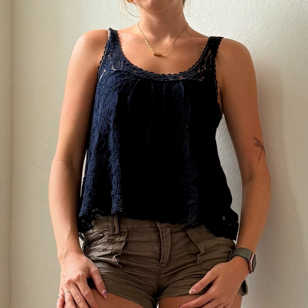 Abercrombie & Fitch Black/Navy Cropped Camisole